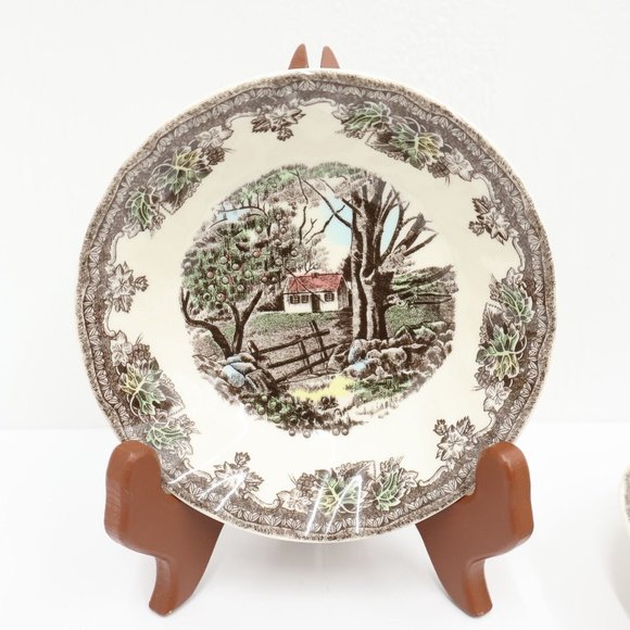 Ironstone Transferware Dessert Bowls Set of 4 The Friendly Village Johnson Bros - Picture 7 of 8